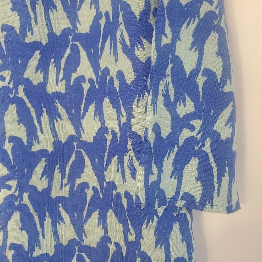 Vineyard Vines Sz S linen/viscose embroidered neck "PARROT"🦜 print c-up blouse - Picture 8 of 10